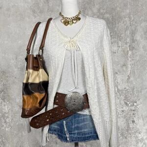 cozy brookie yancey basic cream white tie cardigan